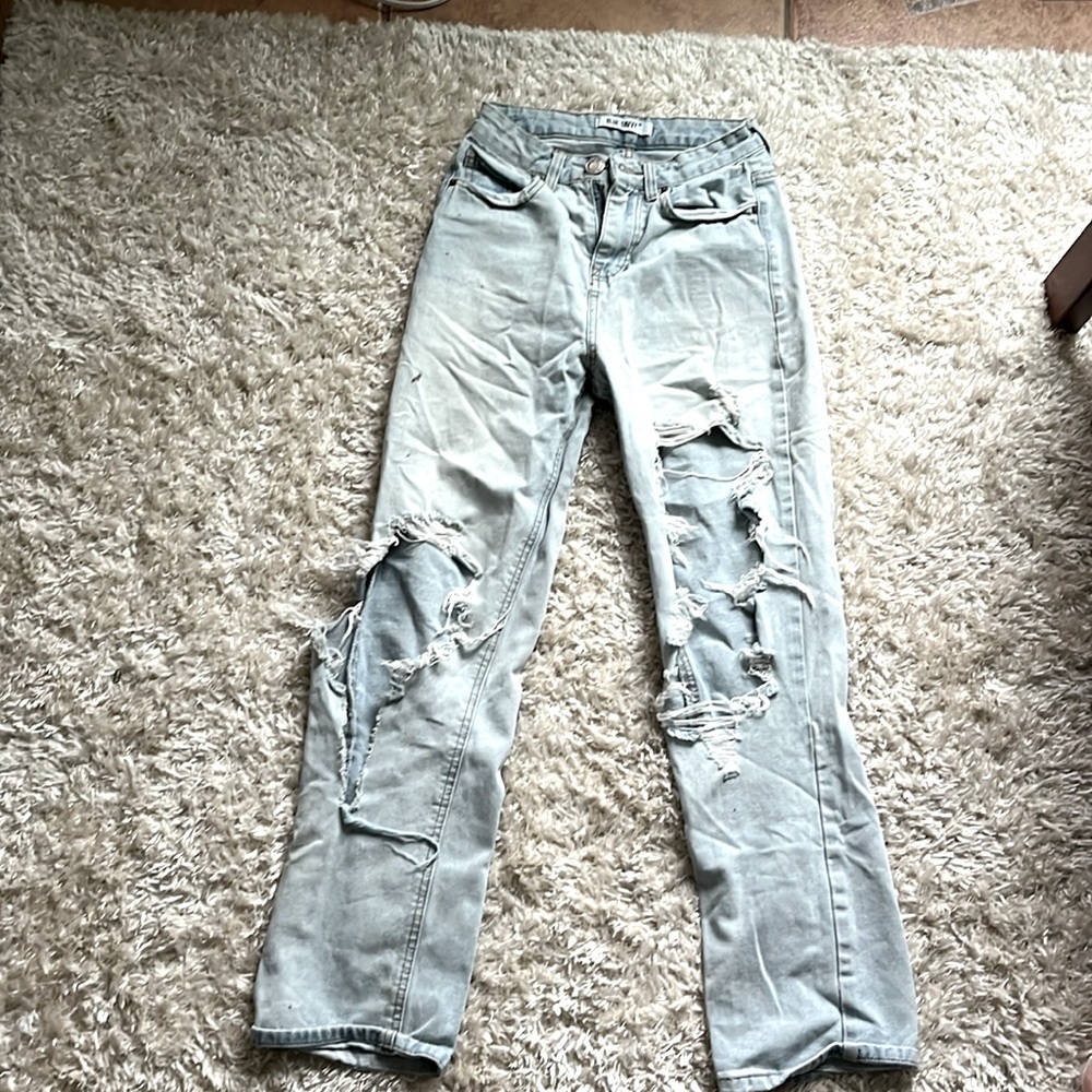 Dusty baby blue mom jeans